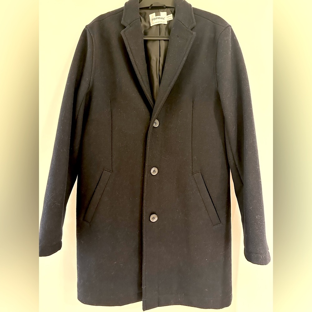 Topman Navy Topcoat - Men’s M